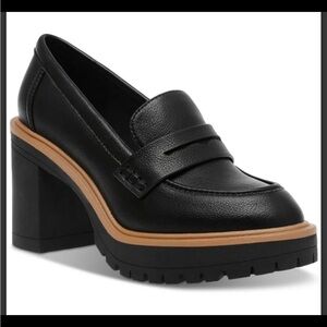 DV dolce vita JayJay Black Chunky Platform  Women's penny Loafers heels size 7